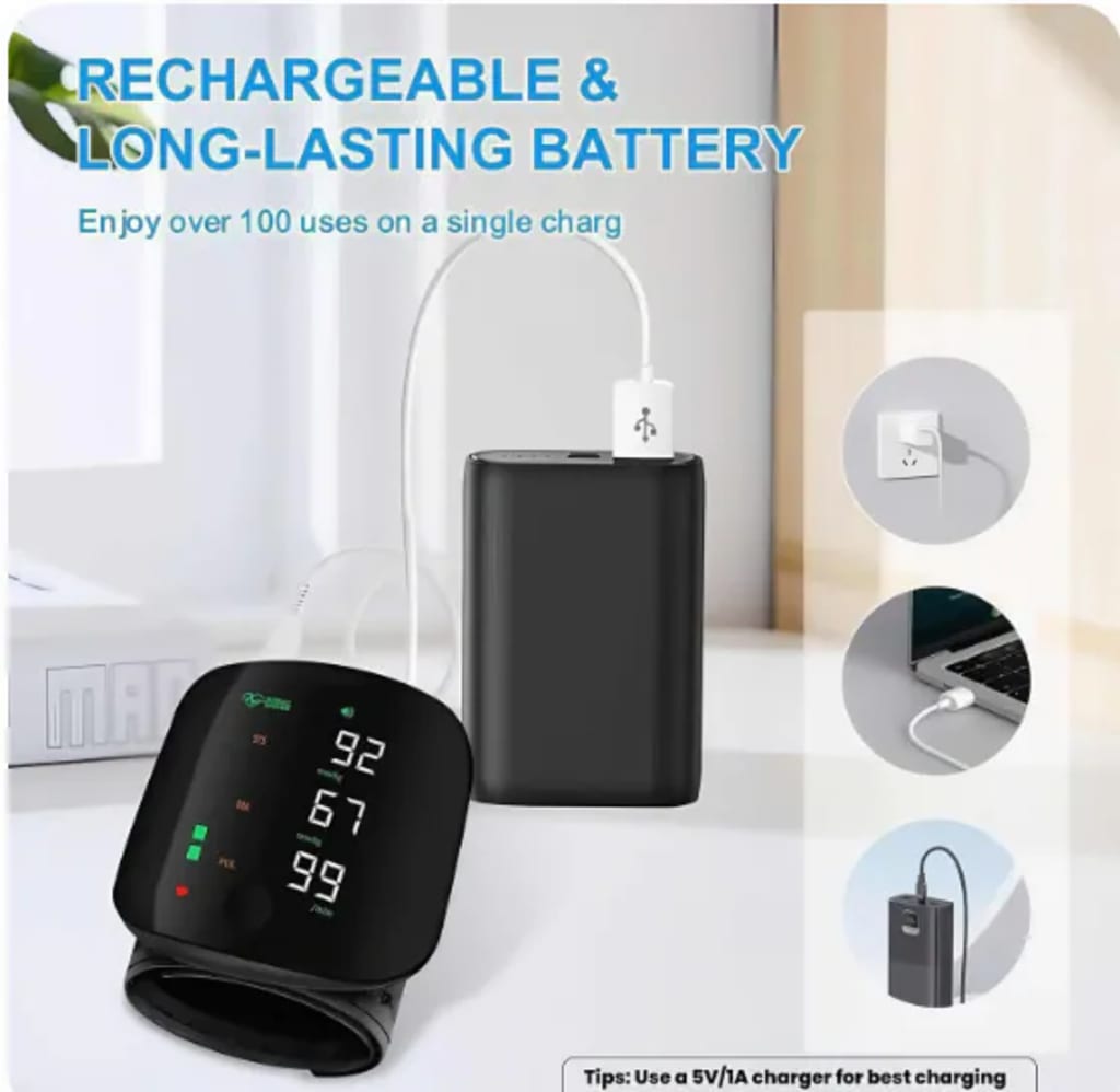 Wrist Blood Pressure Monitor Led Display, Touch Screen Wrist Blood Pressure Cuff 99x2 Reading Memory