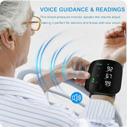 Wrist Blood Pressure Monitor Led Display, Touch Screen Wrist Blood Pressure Cuff 99x2 Reading Memory