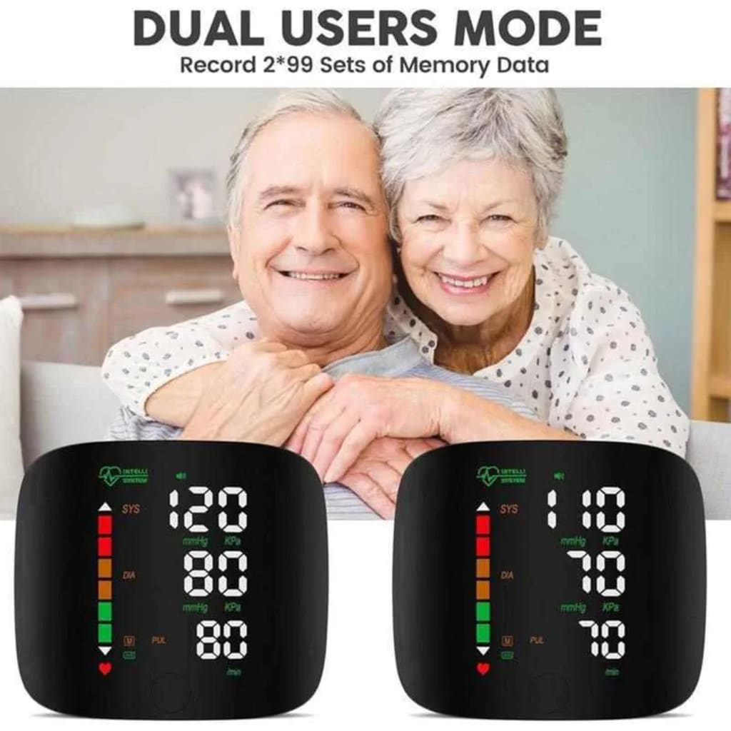 Wrist Blood Pressure Monitor Led Display, Touch Screen Wrist Blood Pressure Cuff 99x2 Reading Memory