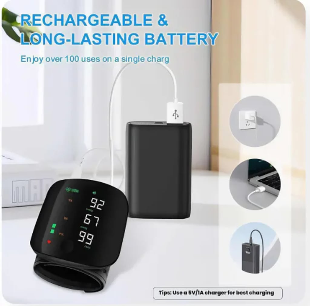 Wrist Blood Pressure Monitor Led Display, Touch Screen Wrist Blood Pressure Cuff 99x2 Reading Memory