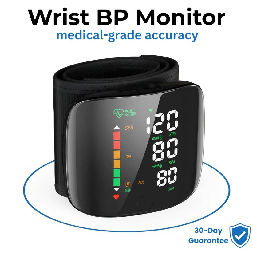 Wrist Blood Pressure Monitor Led Display, Touch Screen Wrist Blood Pressure Cuff 99x2 Reading Memory